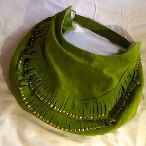 BNWOTBig Buddha Boho Hobo Studded Tassel Green Bag